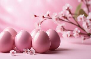 AI generated easter decorations on a pink background photo