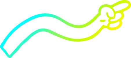 cold gradient line drawing of a cartoon pointing arm png