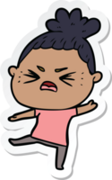 sticker of a cartoon angry woman png