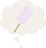 cartoon candy floss with thought bubble in retro style png