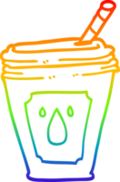 rainbow gradient line drawing of a cartoon juice bar drink png