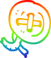 rainbow gradient line drawing of a cartoon old button png