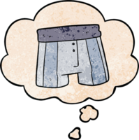 cartoon boxer shorts with thought bubble in grunge texture style png