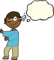 cartoon boy with popping out eyes with thought bubble png