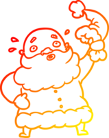 warm gradient line drawing of a santa claus waving his hat png