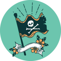 icono de un estilo de tatuaje ondeando una bandera pirata png