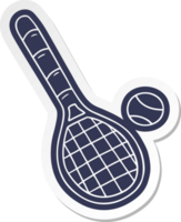 Cartoon-Aufkleber Tennisschläger und Ball png