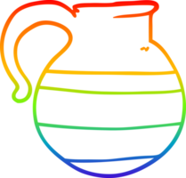 rainbow gradient line drawing of a cartoon striped jug png