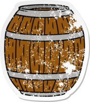 hand drawn distressed sticker cartoon doodle of a wooden barrel png