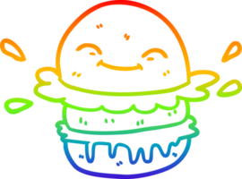 arcobaleno pendenza linea disegno di un' cartone animato veloce cibo hamburger png