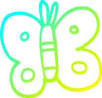 cold gradient line drawing of a cartoon butterfly png