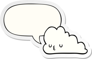 carino cartone animato nube con discorso bolla etichetta png