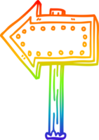 rainbow gradient line drawing of a cartoon light up arrow png