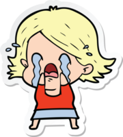 sticker of a cartoon woman crying png