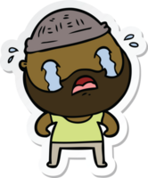 sticker of a cartoon bearded man crying png