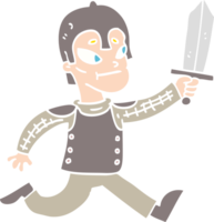 flat color illustration cartoon medieval warrior png