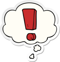 cartoon exclamation mark with thought bubble as a printed sticker png