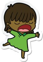 sticker of a cartoon woman talking loudly png