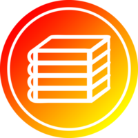 empiler de livres circulaire icône avec chaud pente terminer png