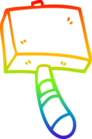 rainbow gradient line drawing of a cartoon wood hammer png