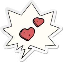 cartoon love hearts with speech bubble sticker png