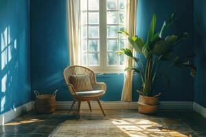 AI generated simple blue paint ideas in a room home design photo