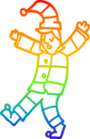 rainbow gradient line drawing of a cartoon man sleepwalking png