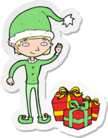 sticker of a cartoon christmas elf png