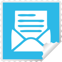 square peeling sticker cartoon of a letter and envelope png