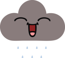 flat color retro cartoon of a storm rain cloud png
