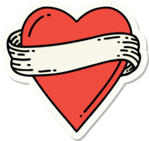 sticker of tattoo in traditional style of a heart and banner png