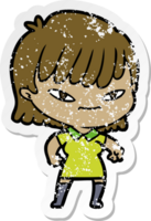 distressed sticker of a cartoon woman png