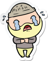 sticker of a cartoon bearded man crying png