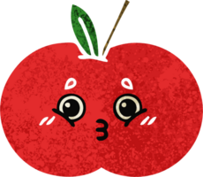 retro ilustración estilo dibujos animados de un rojo manzana png