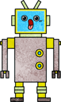 retro grunge texture cartoon of a robot png