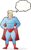 Cartoon-Superheld mit Gedankenblase png