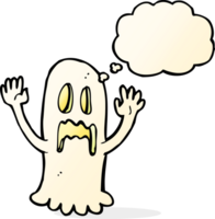 cartoon spooky ghost with thought bubble png