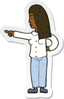 sticker of a cartoon woman pointing png