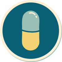 sticker of tattoo in traditional style of a pill png