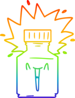 rainbow gradient line drawing of a cartoon pill jar png
