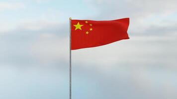 China Flag Loop. Realistic 4K. 30 fps flag of the China. Chinese flag waving in the wind. Seamless loop with highly detailed fabric texture video