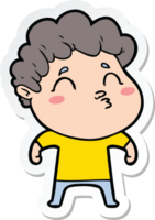 sticker of a cartoon man pouting png