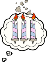 habe gedacht Blase Karikatur Geburtstag Kuchen Kerzen png