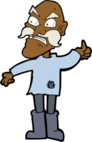 cartoon angry old man in patched clothing png