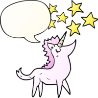 cartoon unicorn and speech bubble in smooth gradient style png