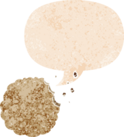 cookie de dessin animé et bulle de dialogue dans un style texturé rétro png