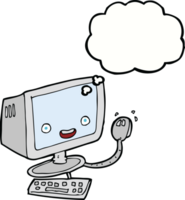 Cartoon-Computer mit Gedankenblase png