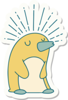 sticker van tatoeëren stijl gelukkig pinguïn png