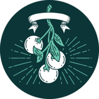 icon of tattoo style mistletoe berries png