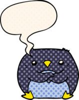 cartoon penguin and speech bubble in comic book style png
